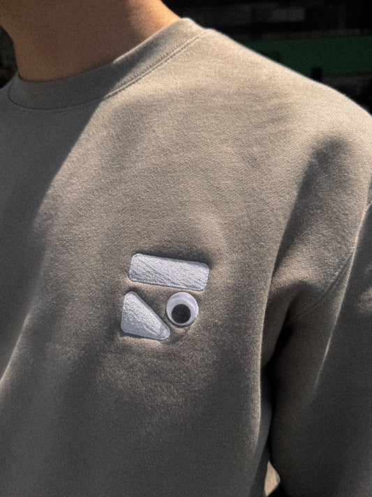 embroidered logo stone grey sweatshirt
